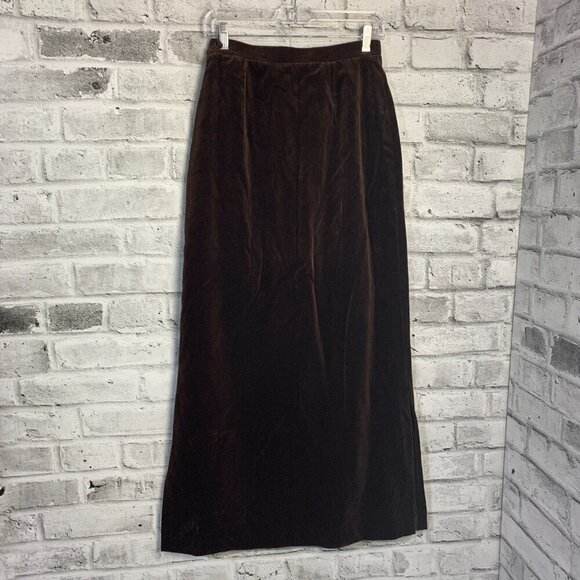 Vintage Union Made Chocolate Brown Velvet Maxi Pencil Skirt - Picture 5 of 13